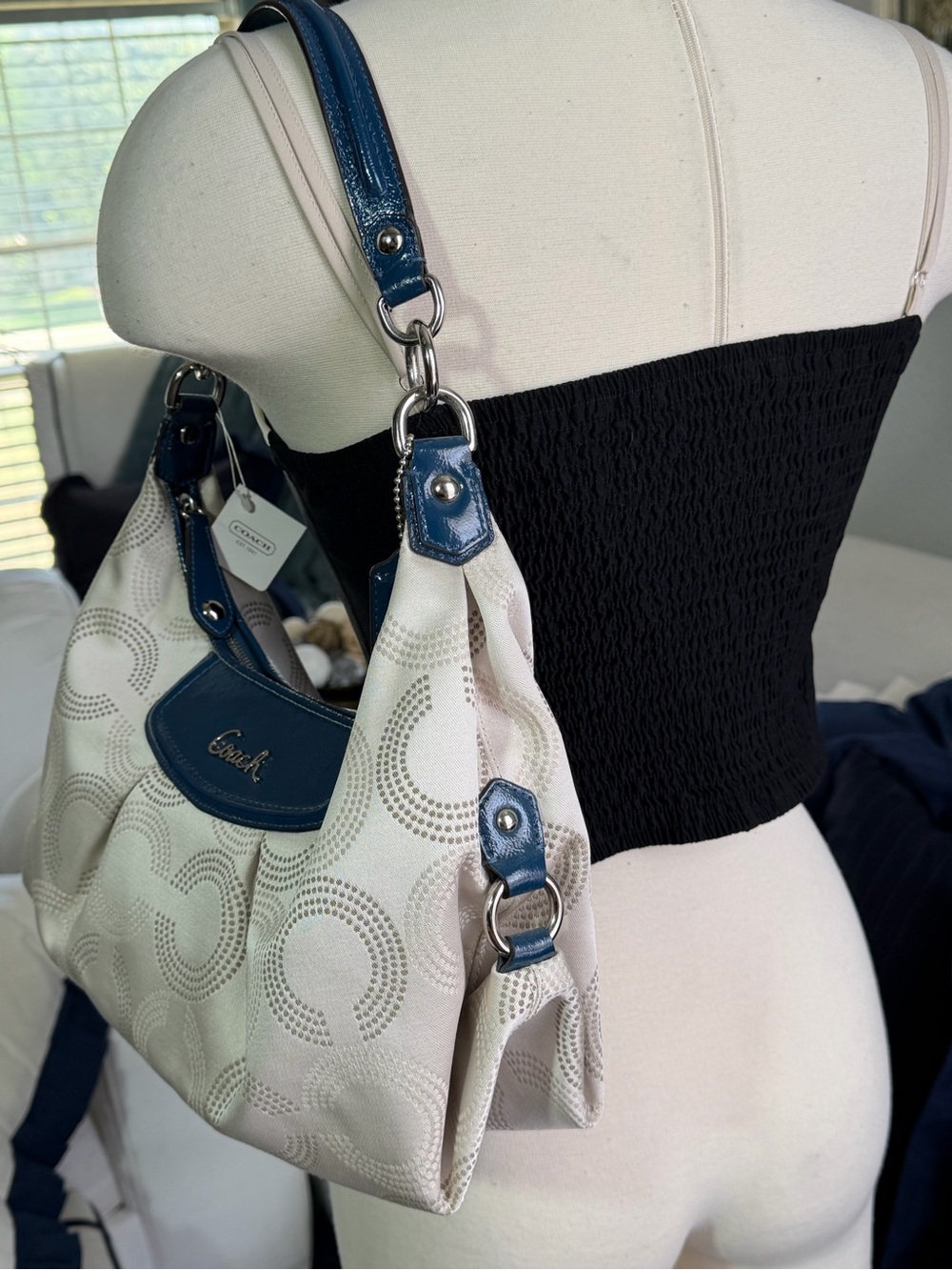 Coach Signature Ashley Dotted Op Art Convertible Hobo Bag Y2K - Picture 6 of 13